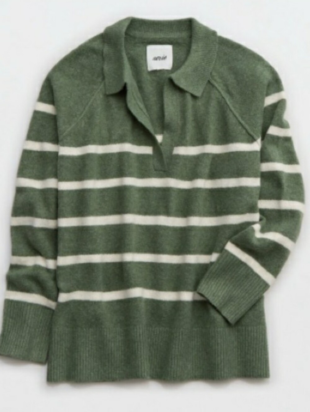 Aerie UnReal Oversized Striped Rugby Polo Sweater - Picture 7 of 7